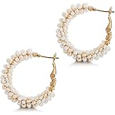 Winssigma Colorful Beaded Earrings for Women, Boho Flower Hoop Earrings