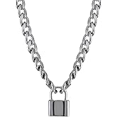 HAQUIL Lock Men Necklace Padlock Necklace Stainless Steel Lock Chain Jewelry for Men Women