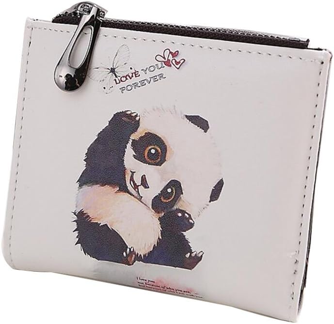 Diyafas Cartoon Cute Zipper Women Short Wallet Ladies Small Coin Purse Bag Card Holder, White