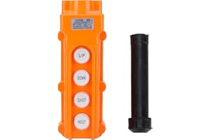 Hyuduo 4 Button Crane Control Switch, Up Down Left Right Momentary Push Button for Electric Hoist and Industrial Machinery, w