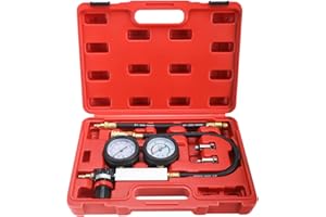 KUNTEC TU-21Cylinder Leak Down Tester Engine Compression Test Kit with 12/14mm Spark Plugs (Red)