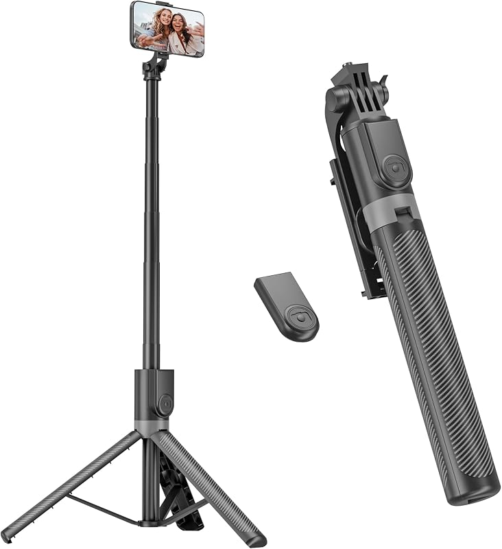 180cm Treppiede Smartphone, Bastone Selfie con Telecomando Wireless, Treppiede Portatile Estensibile per Smartphone Supporto Telefono Compatibile con iPhone/Samsung/GoPro/Camera