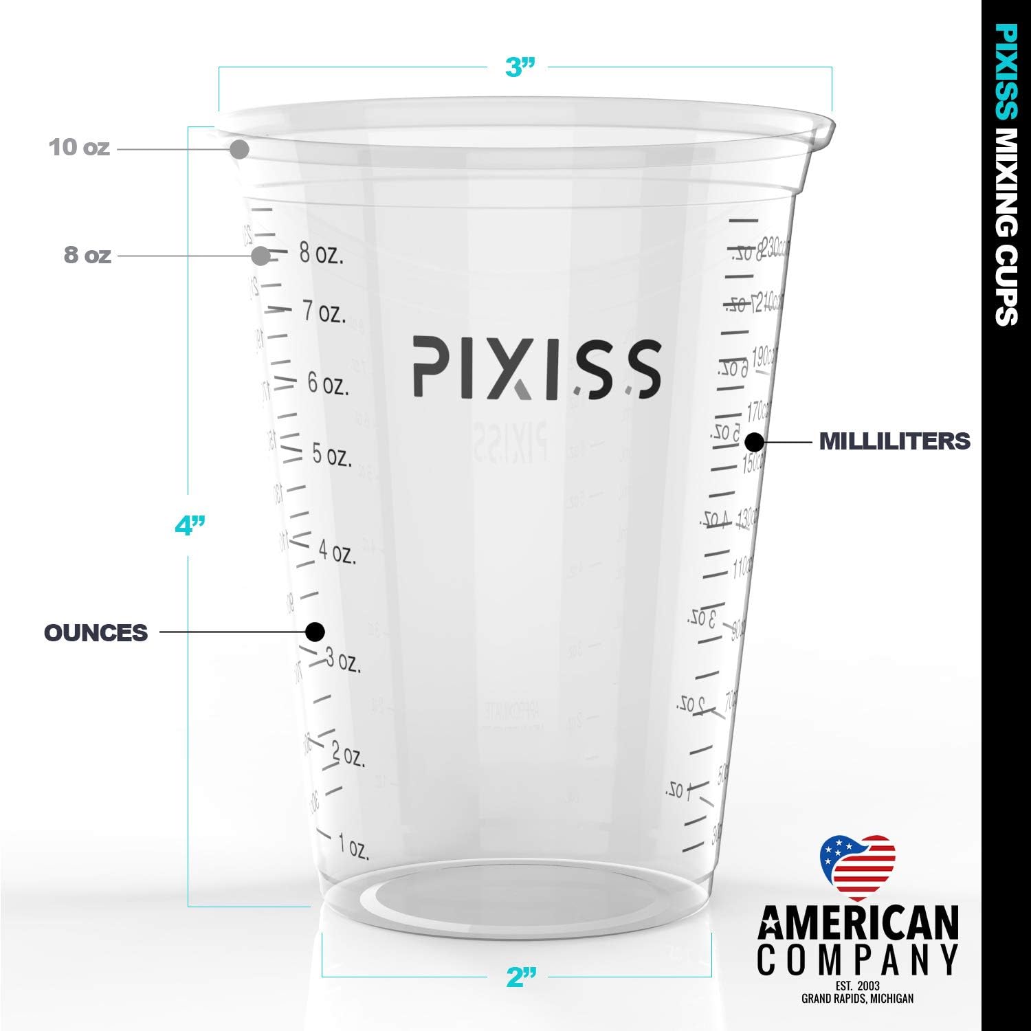 Disposable Epoxy Resin Mixing Cups Clear Plastic 10-Ounce 50-Pack For Measuring Paint Epoxy Resin Art Supplies - Graduated Measurements in ML and OZ - Multipurpose Mixing Cups for Cooking and Baking: Kitchen & Dining