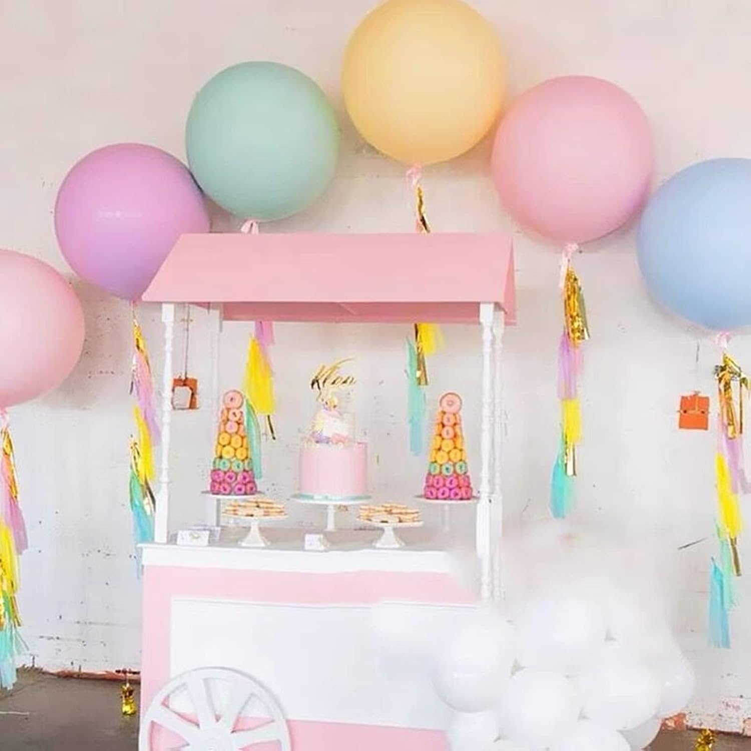 12 Pcs 36 Inch Multicolor Macaron Pastel Latex Balloons, Extra Large Colorful Balloons for Wedding Birthday, Halloween - Image 4