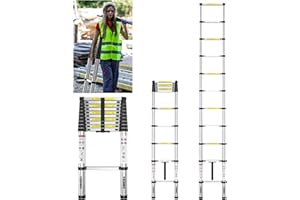 YESMRO Telescoping Ladder 12.5 ft,Aluminum Lightweight Extension Ladder with Non-Slip Feet,Heavy Duty 330lbs Compact Collapsible Ladder,Slow Down Folding Telescopic Ladder for Home