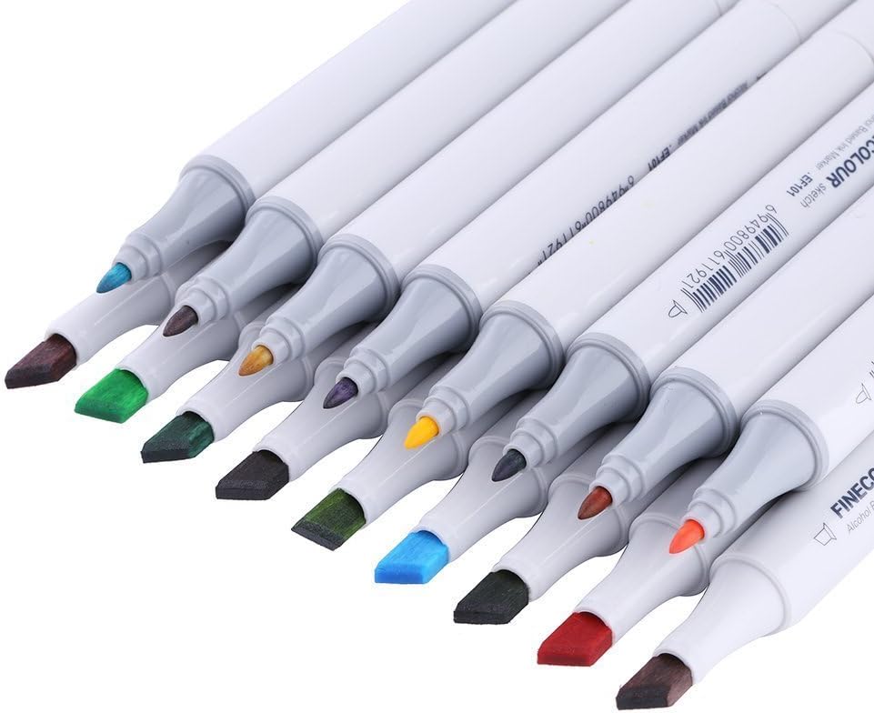 Basic 24/36/48/72 Colors Set Finecolour Sketch Marker Pens a Fine Point & Broad Chisel Tip Art Marker Set Writting Drawing Beginner Marker Pen (48colors)