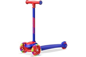 SCOOTER STARS 3 Wheel Scooter for Kids, Smooth Light Up LED Front Wheels, Wide Anti Slip Deck, Rear Foot Brake, Easy Lean to Steer Maneuvering, Indoor & Outdoor Ride On Toys for Ages 2 Up