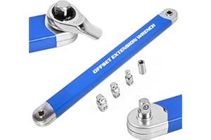 UPIRT Offset Extension Wrench, Extension Wrench with 1/2", 1/4" and 3/8" Square Drive Adapters, Wrench Extender Tool for Car