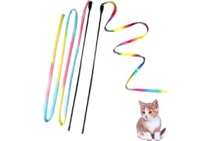 M JJYPET Cat Wand Toys Interactive Kitten Toys for Indoor Cats-2Pcs | Colorful Teaser Wand String for Exercise Kitten Stick Kitty Rope Toy Rainbow Ribbon Cat Charmer