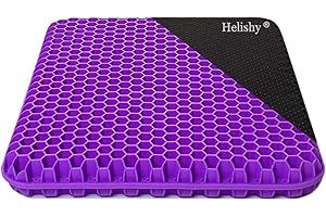 HELISHY Gel Seat Cushion, Egg Seat Cushion Wheelchair Cushion with Non-Slip Cover, Breathable Chair Pads Honeycomb Design Absorbs Pressure Points for Car Office Chair Wheelchair (Violet)