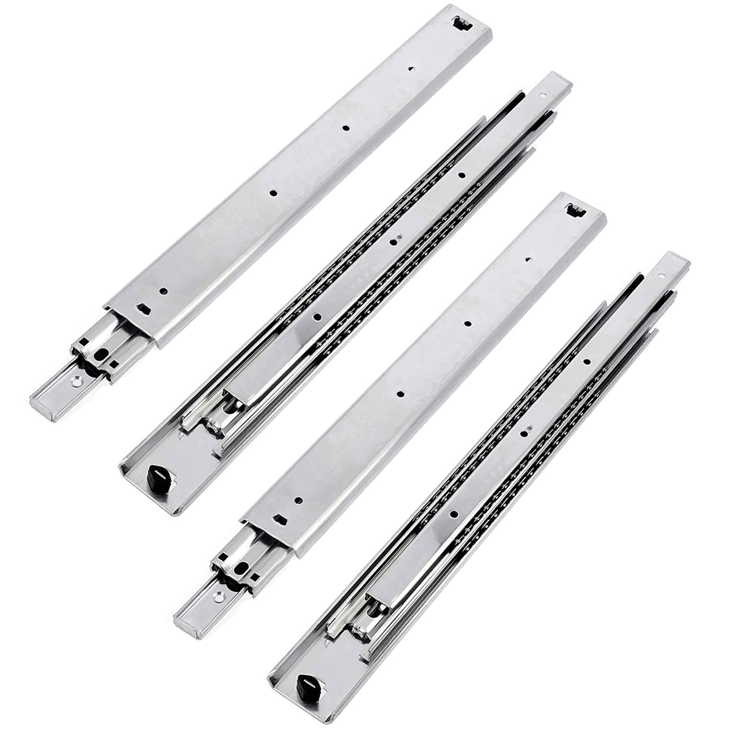 GTV H53 Drawer Runners Full Extension Drawer Runners - 53.9 x 600 mm - 2 mm Thick Galvanised Steel - Roller Extension Telescopic Rail Ball Guide - Rail System Maximum Load 100 kg 2 Set = 4 Pieces