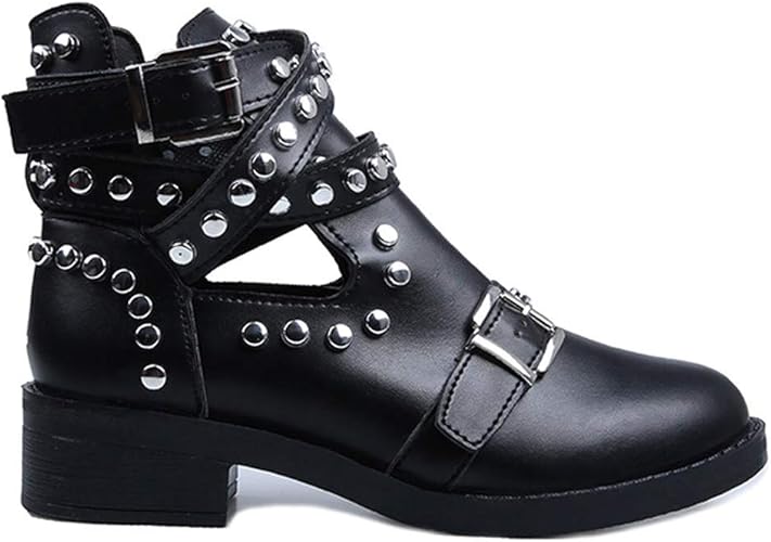 ladies black buckle ankle boots
