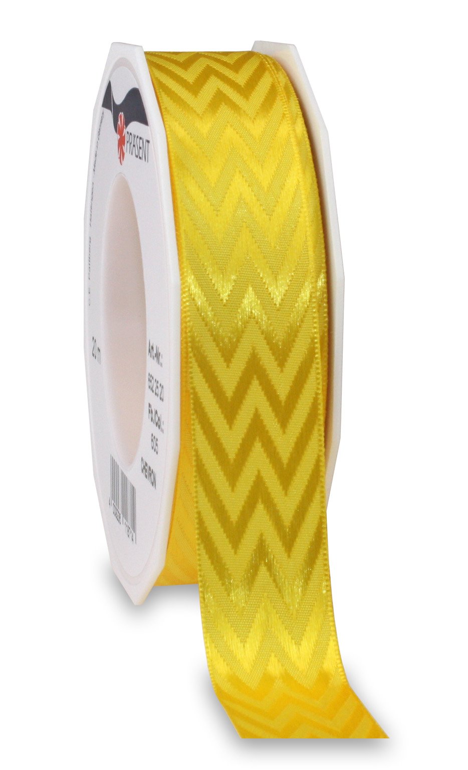 Präsent - Chevron Woven Ribbon Yellow 20-m-Roll 25 mm width