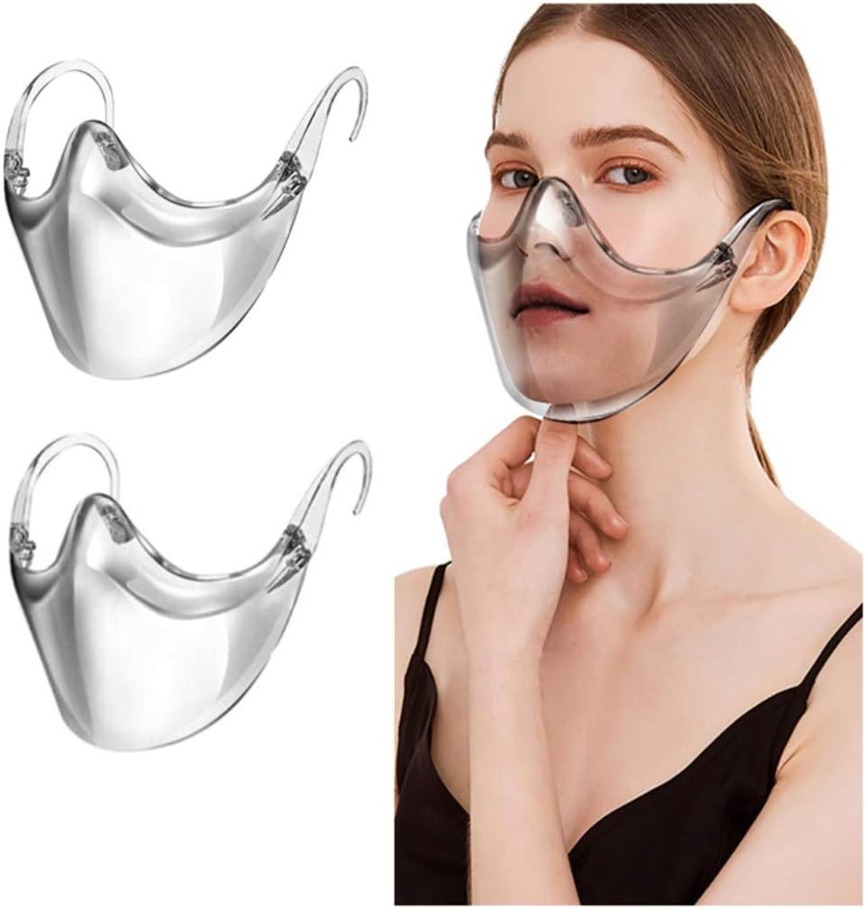 2 Pack Clarity Face Shield for Adult,Anti-Fog Clear Face Shield Clarity Face Masks Reusable Clear Face Mask Transparent,All Clear Face Bandana Breathable,Visible Expression for Men Women (A5/2PACK)