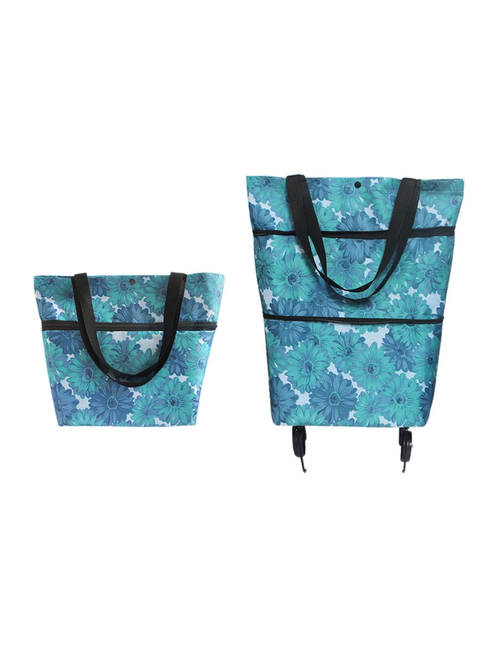 Folding Shopping Cart with Wheels Fashionable and Practical Shopping Carts, Grocery Cart on Wheels Used for Picnic Trips to Buy Vegetables(Orchid)