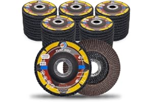WA GRINDER WA 50PACK - 4 1/2" x 7/8" Calcined Alumina High Density Industrial Grade Flap Disc Sanding Disc Grinding Wheel for Angle Grinder Metal/Stainless Steel/Wood T29, 4 1/2 Inch (Grit 40)