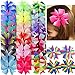 20 Pair 3in Pinwheel Rainbow Bows Grosgrain Ribbon Hair Clips For Baby Girls Teens Kids Toddler Gifts Accessories