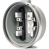 100 Amp Meter Socket, 4 Jaw Meter Base, 240V 3 Wire Ring Type, with Horn Bypass Meter Cover Plate, Suitable for Overhead/Underground Feed