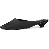 heelchic Satin Kitten Heel Mules for Women Closed Toe Slip On Dress Shoes | Square Toe Backless Low Heel Design with Easy Walk Comfort for Wedding, Party, Dinner, Work, Dresses, Skirts and Pants