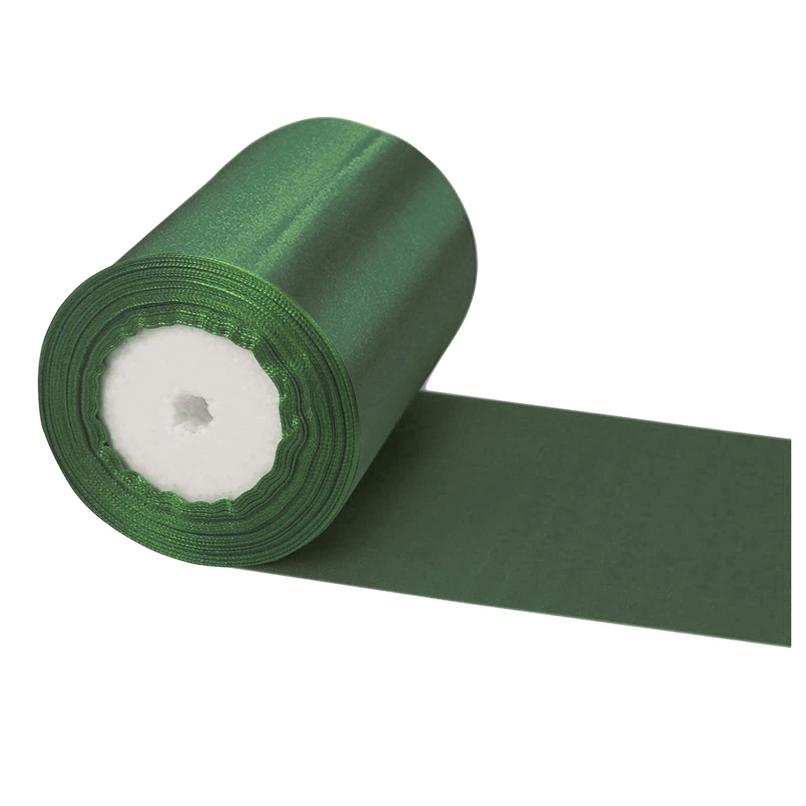 POPOYU Wide Thick Dark Green Ribbon 10CM for Gift Wrapping,23M 4Inch Big Satin Xmas Large Bow Car Christmas Crafting,Bouquets,Wedding Car,Presents,Cake Decorations
