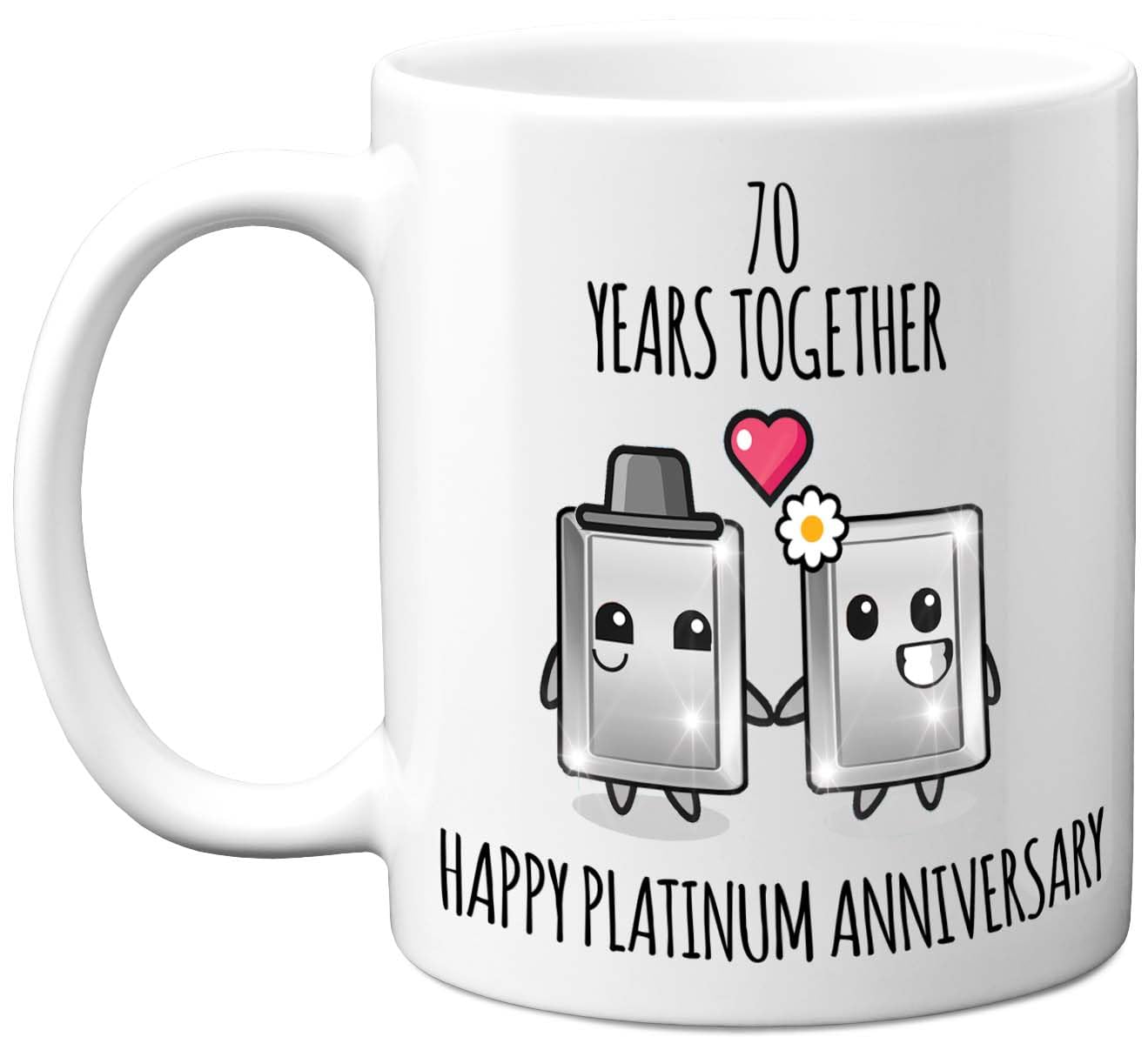 Stuff4 70th Anniversary Mug Gift for Men Women - 70 Years Together - Happy Platinum Anniversary Wedding for Husband Wife Mum Dad Nan Grandad, 11oz Ceramic Coffee Mugs Gifts