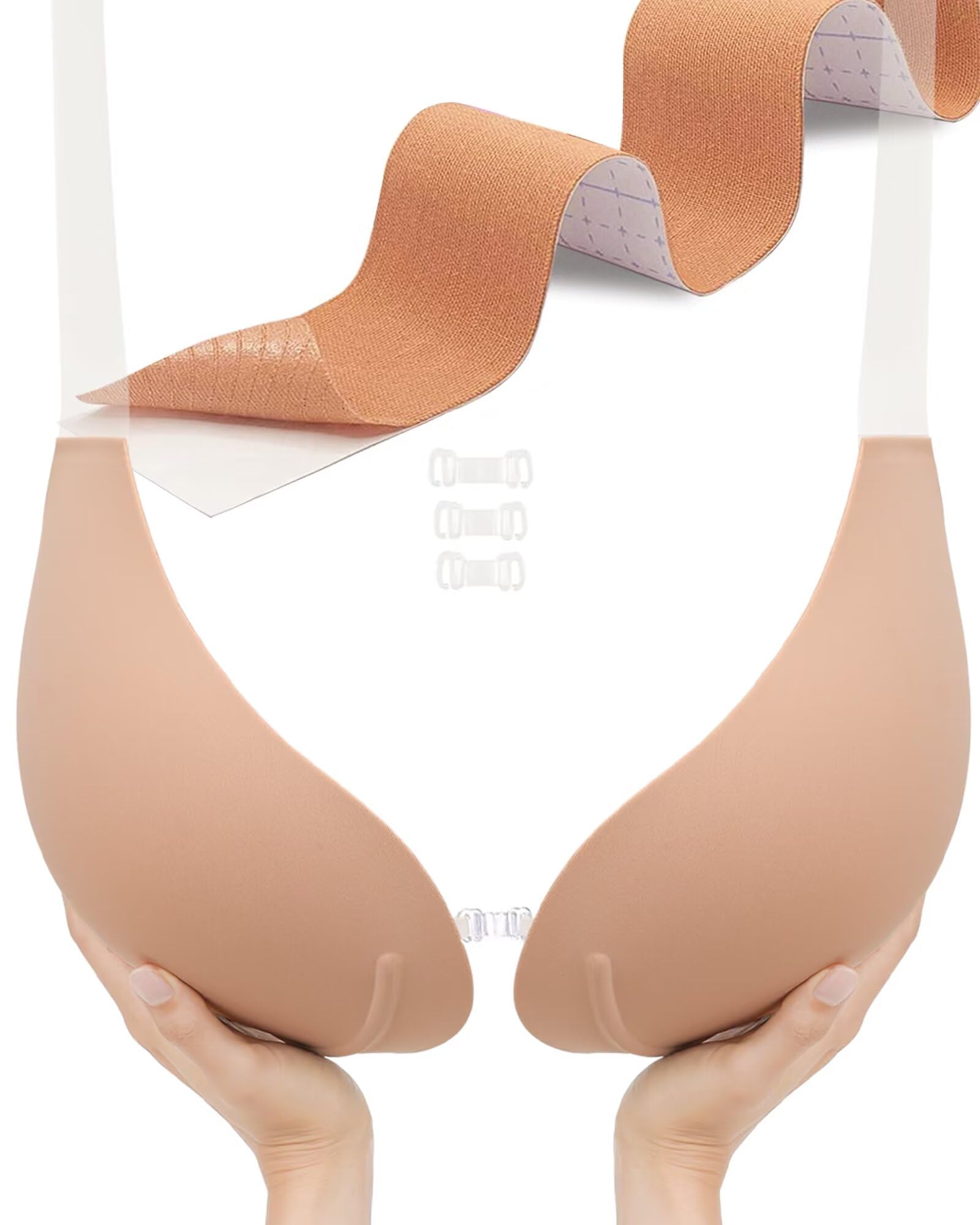 Photo 1 of Adhesive Bra Push-up E Cup - Invisible Push-up Self-Adhesive Bra Seamless Silicone Bras Cups Sticky with Boobytape DD Nude
