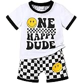 Happy Town Baby Boy Summer Clothes One Happy Dude 1st Birthday Outfits Smile Cool Short Sets