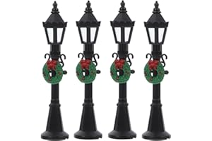 4pcs Miniature Doll House Street Lamp Models, Black Plastic, 4.72 Inch, Smooth Edges, Ideal for Christmas Village, Dollhouse,