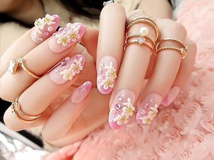 Jovono Künstliche Fingernägel, Blumen-Design, 24 Stück