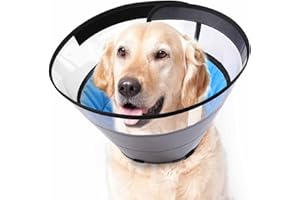 Manificent Dog Cone Alternatives for Dogs After Surgery, Soft Transparent Dog Cone Collar for Large Medium Small Dogs, Anti-Bite Lick Wound Healing Neuter Practical Comfy Plastic E-Collar L Size