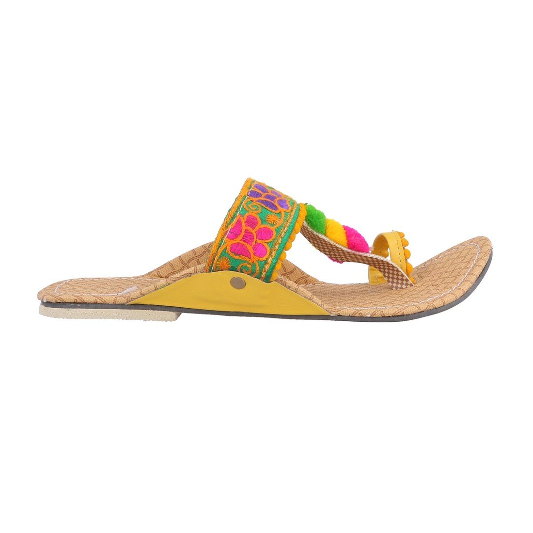 rajasthani-fashion women girl's party office ethnic yellow kolhapuri chappal sandals