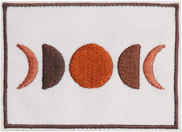 Mixed Media - Vintage Moon Phase Mid Century Modern Art Embroidered Iron On Patch