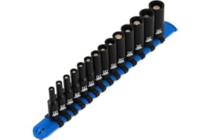 CASOMAN 14PCS 1/4" Drive Magnetic Impact Socket Set, Deep, 6-Point, Metric, 4mm to 15mm, CR-MO