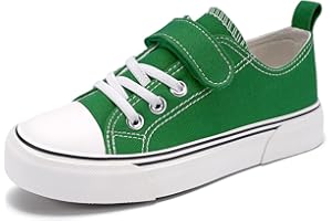 Zoroadke Toddler Boys and Girls Sneakers Low Top Adjustable Strap Canvas Shoes for Kids