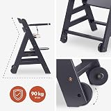 hauck Beta+ Dark Grey Wooden High Chair 6m-90kg with Wheels & Tray view 8