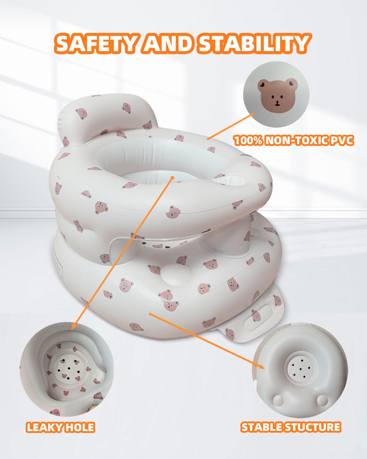AGITVPS Upgrade Surround Inflatable Baby Seat for Babies 3-36 Months, Built in Air Pump Surround Bumbo Seat with Tray, Load-Capable Baby Chair Sit Me up Floor Seat for Baby, Learning to Sit&Feeding