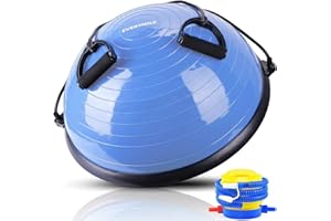 EVERYMILE Balance Ball Trainer with Resistance Bands & Pump Stability, 23.6 inch Yoga Exercise Ball for Home Gym Core Training Anti-Skid Surface