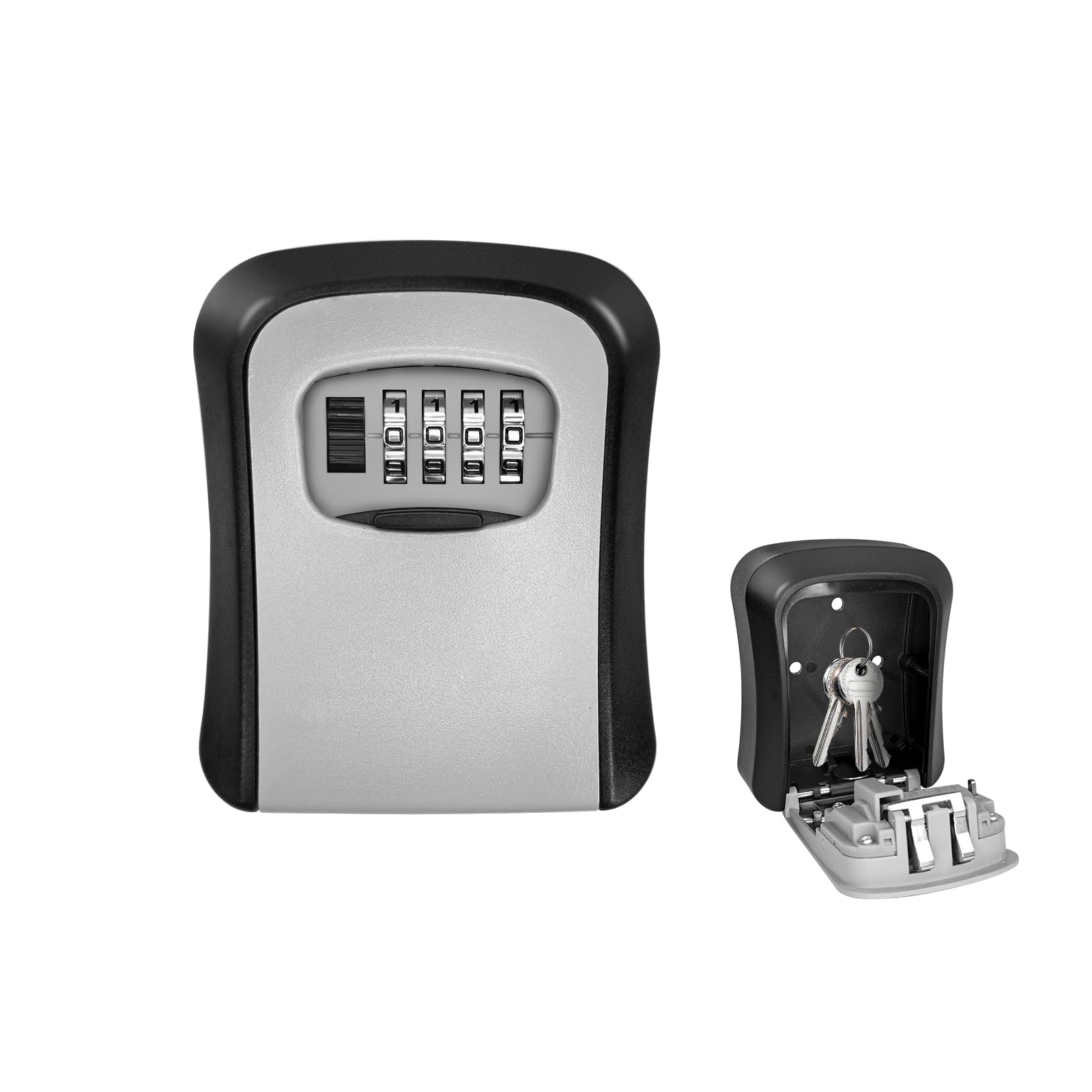 Jsdoin Wall Mounted 4-Position Combination Key Lock Box - Heavy Duty Waterproof Key Cabinet for Indoors and Outdoors - Police Approved - Black