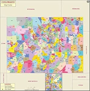Amazon.com : Colorado Zip Code Map (36" W x 36" H) : Office Products