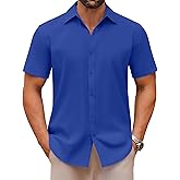 COOFANDY Men's Casual Button Down Shirts Short Sleeve Summer Untucked Dress Shirts