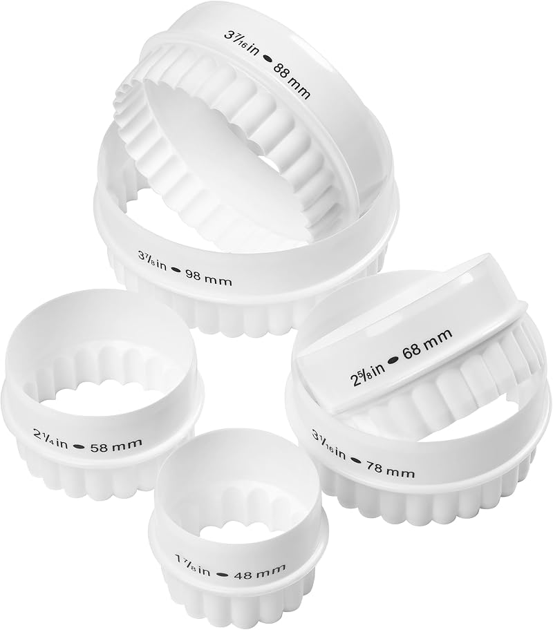 Tala Set of 6 Plastic Molds White Pastry Cutters Reversible 48-98mm