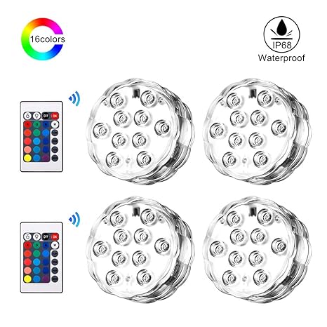 Unterwasser Licht, EECOO Wasserdichte LED Unterwasserlicht mit Fernbedienung, RGB Multi Farbwechsel Teichbeleuchtung für Aqua
