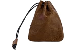 Leather Drawstring Pouch, Cowhide Vintage Medieval Storage Bags, Renaissance Pirate Coin Purse Pouch, Small Dice Organizer fo