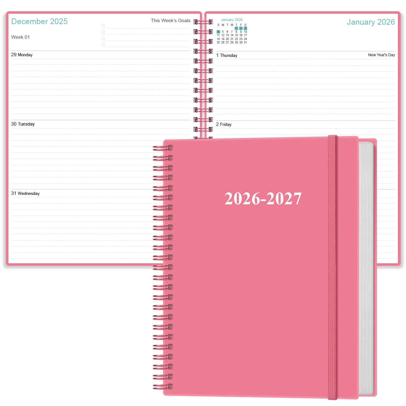 Photo 1 of 2026-2027 Planner - 18 Months Weekly & Monthly Planner from January 2026 - June 2027, Academic Planners 2026-2027 with Elastic Closure, Inner Pocket, 8.5" x 11", Pink