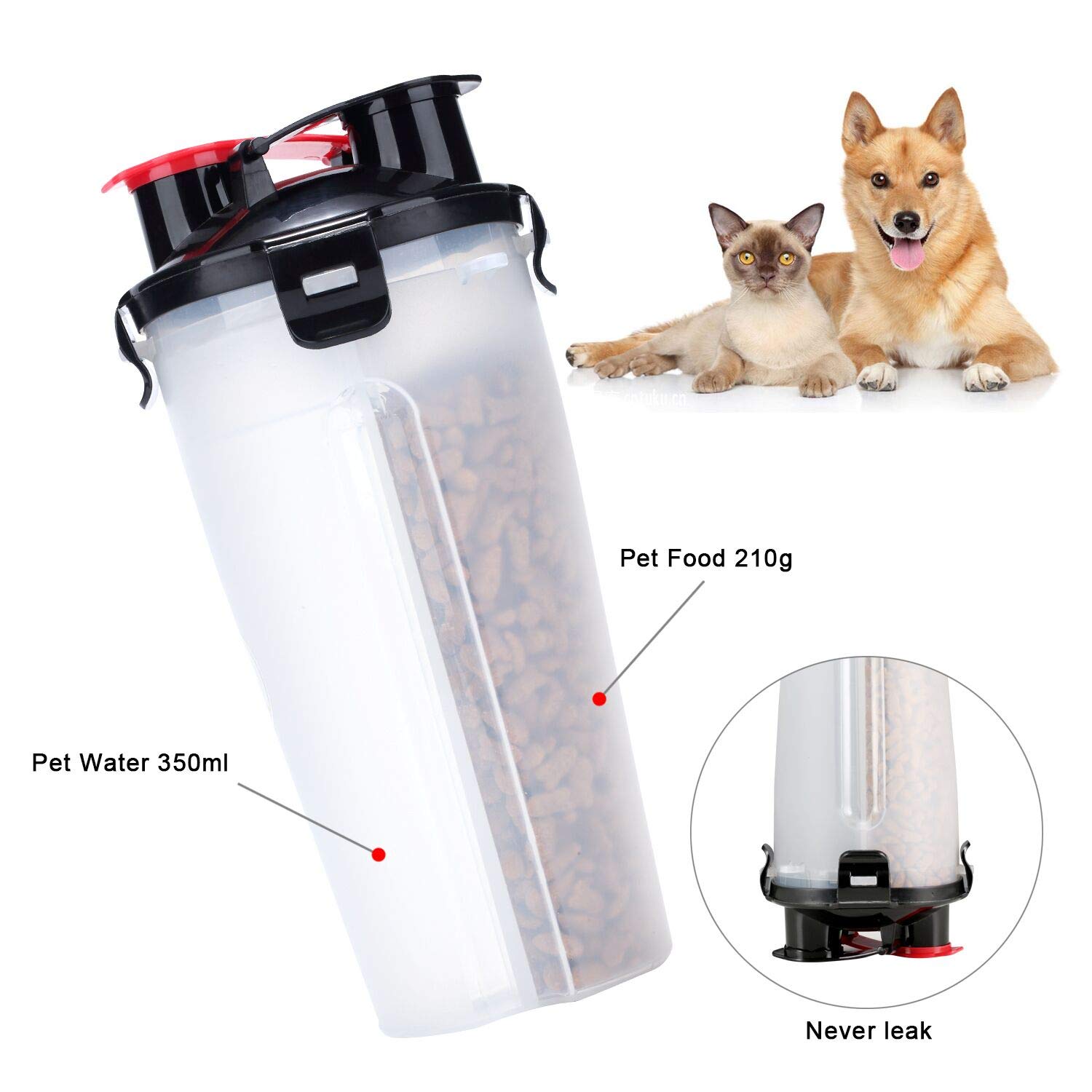 Dog Water Bottle Food Container - VIPpet 2 in 1 Travel Dog Water Dispenser With 2 Collapsible Silicone Bowls for Pets