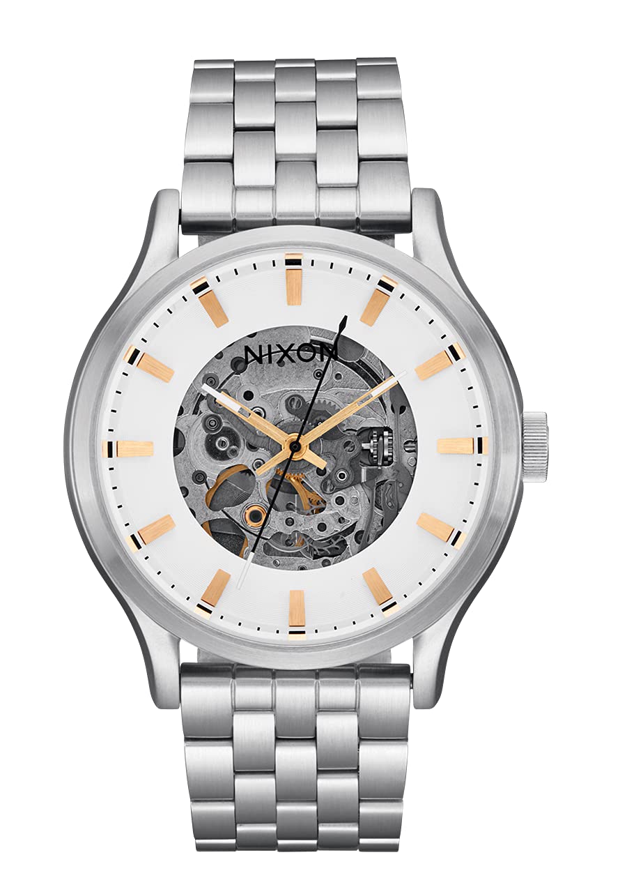 Nixon Spectra A1323 - White/Silver - 100M Water Resistant Unisex Automatic Fashion Watch (40mm Watch Face, 20mm-18mm Stainless Steel Band)