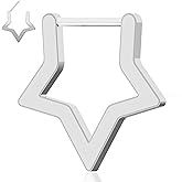 TOOLSSIDE G23 Solid Titanium Septum Ring 16 Gauge, Star Septum Jewelry, Septum Nose Ring, Star Septum Clicker for Women Men, 8 mm Septum Piercing Jewelry, Daith Jewelry, 1 PCS