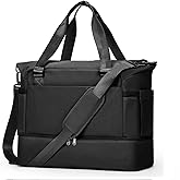 Weekender Bags for Women, Travel Duffel with Shoe Compartment, Carry On Gym Duffle Bag with Wet Pocket, Personal Item Overnight Tote Bag for Airlines Black