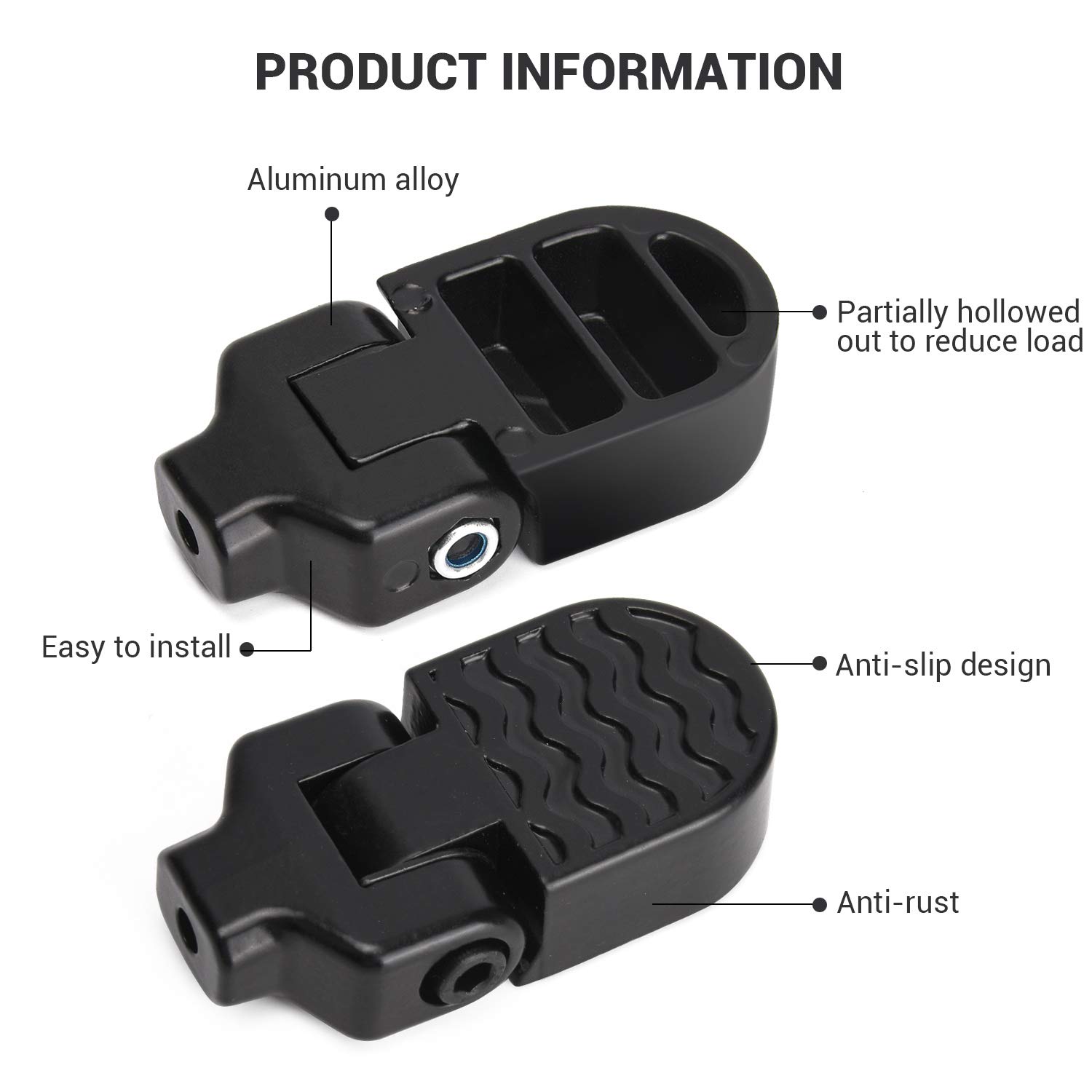 TOBWOLF 1 Pair Mini Bike Rear Pedals, 3.1x1.6 in / 8x4cm Aluminium Alloy Folding Bike Pegs, Non-Slip Bicycle Footrests, Foot Plates Pedals for Folding Mountain Bike, Foldable Bicycle