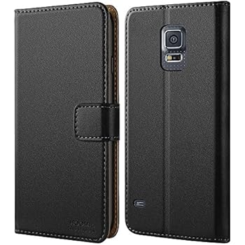 HOOMIL Case Compatible with Samsung Galaxy S5, Premium Leather Flip Wallet Phone Case Cover for Samsung Galaxy S5 (Black)